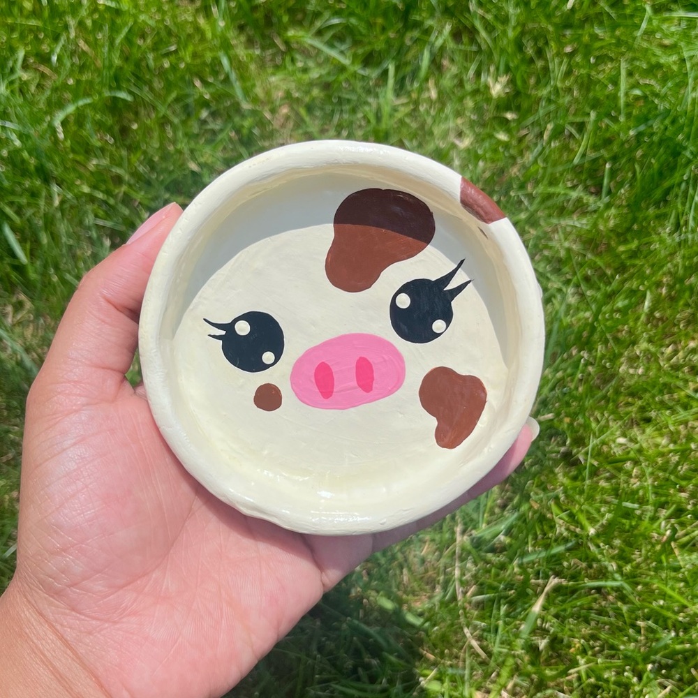 Handmade Cute Cow Trinket/Jewelry Dish